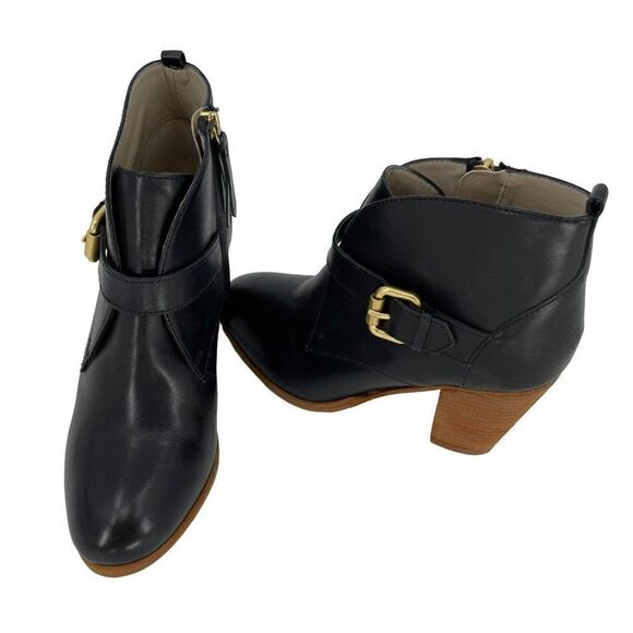 Boden Shoes - Boden Carlisle Ankle Bootie Black Leather 3" Block Heel Women Size 37